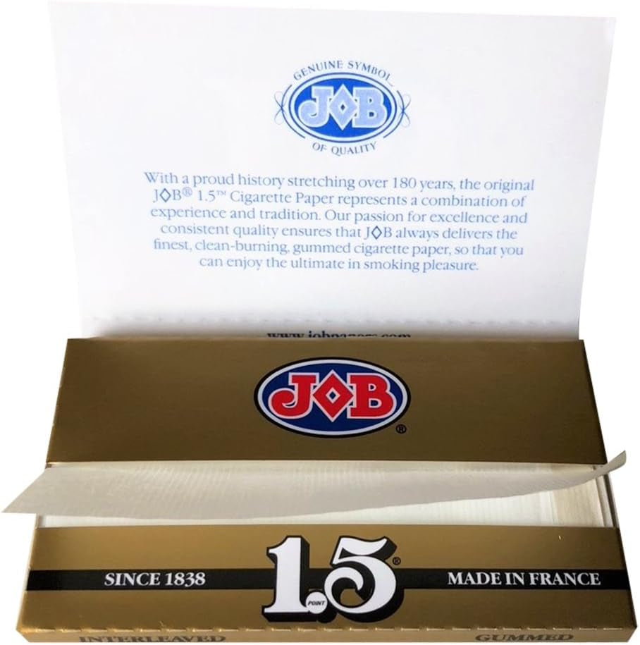 1.5 JOB Rolling Papers, 5 Pack Bundle, 120 Paper Leaves Total