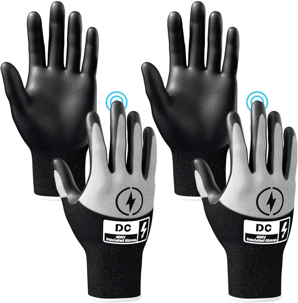 2 Pair Insulated Electrician Gloves, 400V High Voltage Electrical Gloves, Touch Screen Electrical Tools for Men, Non-Slip Flame Retardant Work Gloves