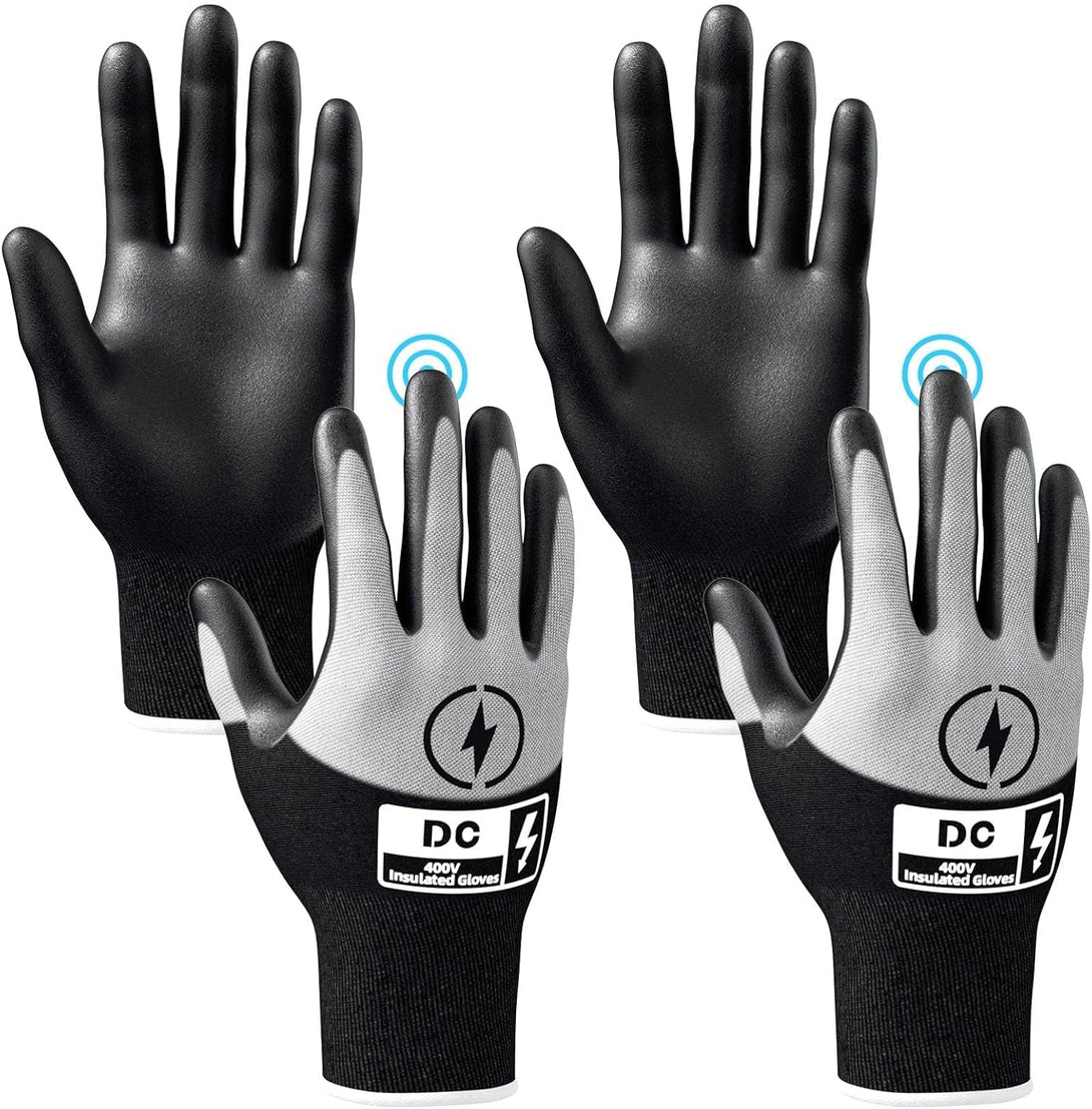 2 Pair Insulated Electrician Gloves, 400V High Voltage Electrical Gloves, Touch Screen Electrical Tools for Men, Non-Slip Flame Retardant Work Gloves
