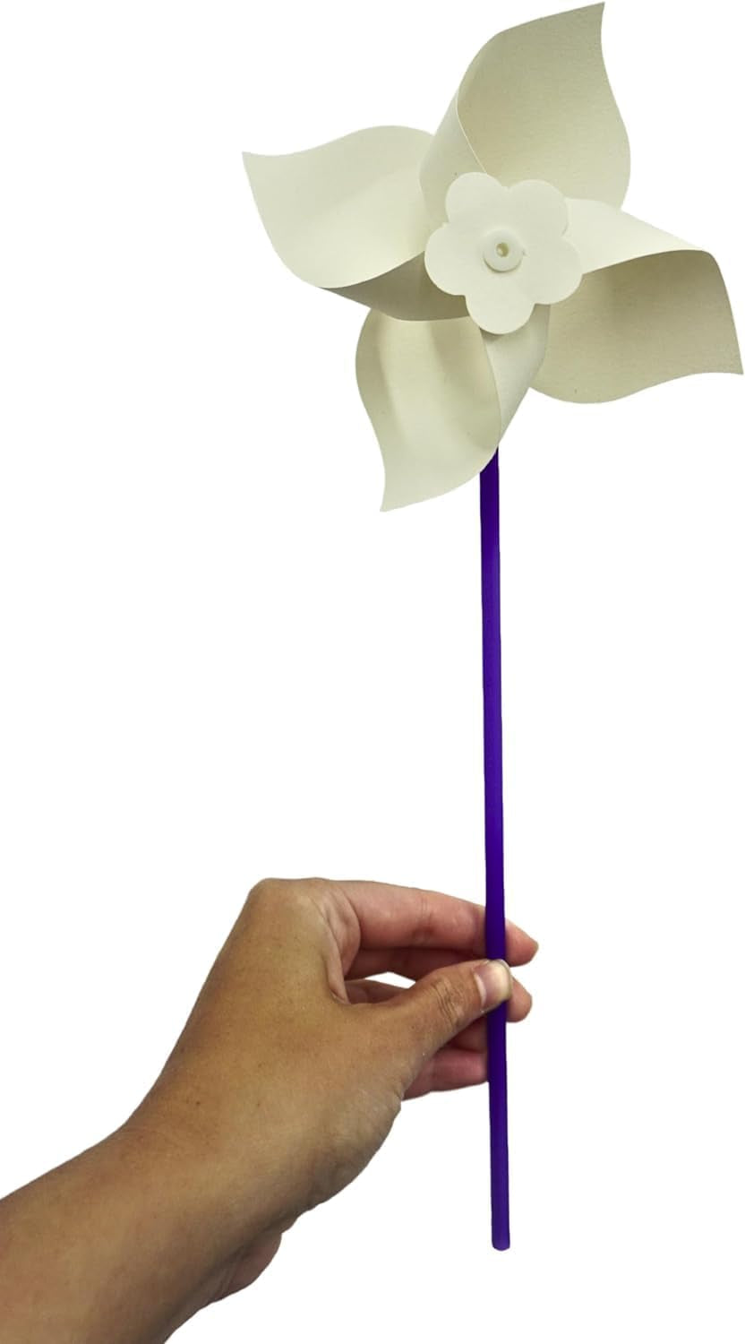 4E'S Novelty DIY Pinwheels Craft for Kids (24 Pack) Color Your Own White Pinwheels, Bulk Summer Craft Kit for Boys & Girls, July 4, Memorial Day Arts and Craft Party Activity