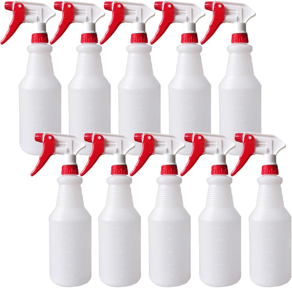 10 Packs 32Oz Empty Spray Bottles Plastic Heavy Duty Refillable Spray Bottles with Adjustable Nozzle and Measurements for All Purpose Cleaning Solutions