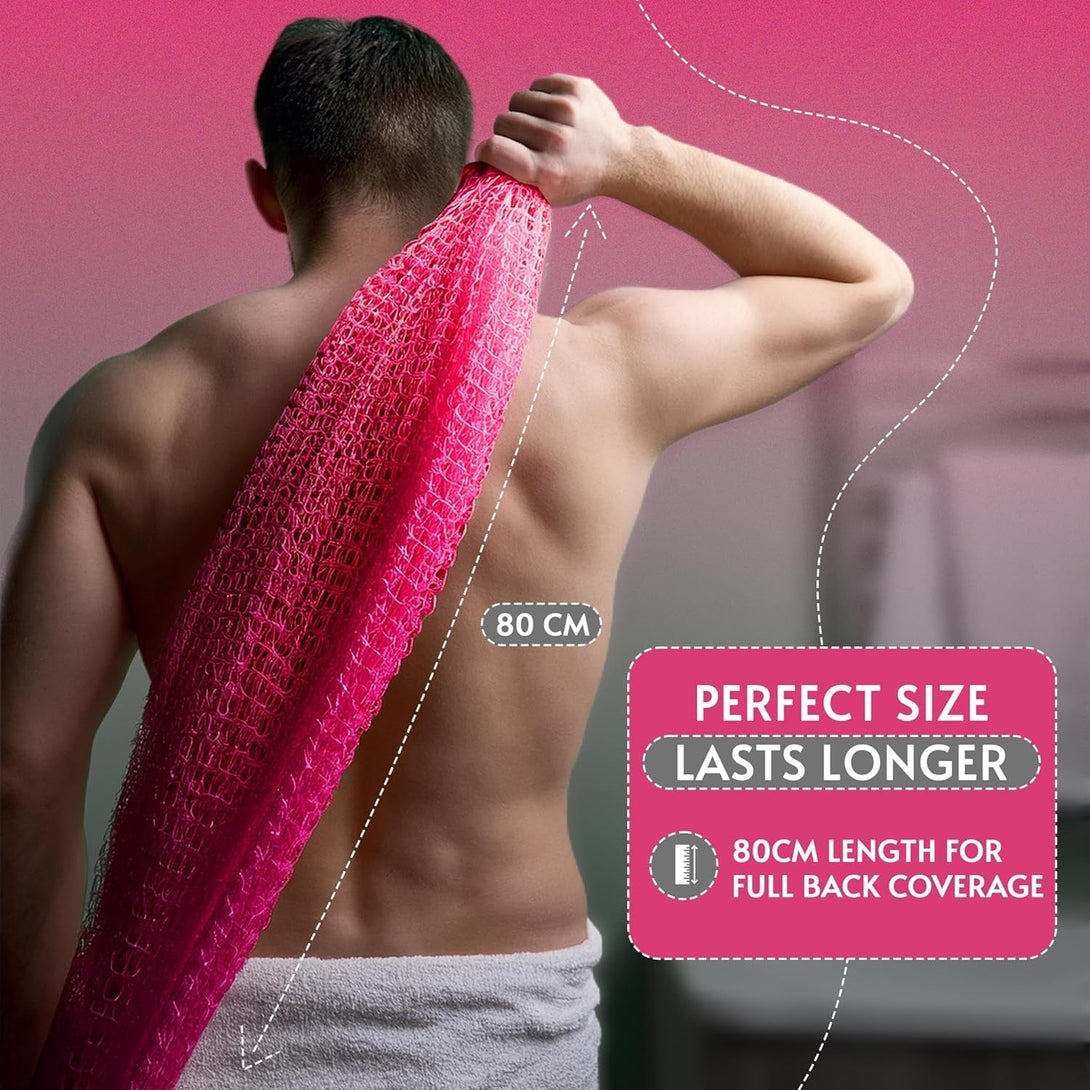 Bath Sponge Exfoliating Washcloth for Body African Net Shower Exfoliating Towel Back Scrubber Shower Rag Bath Accessories for Smoother Skin (Pink)