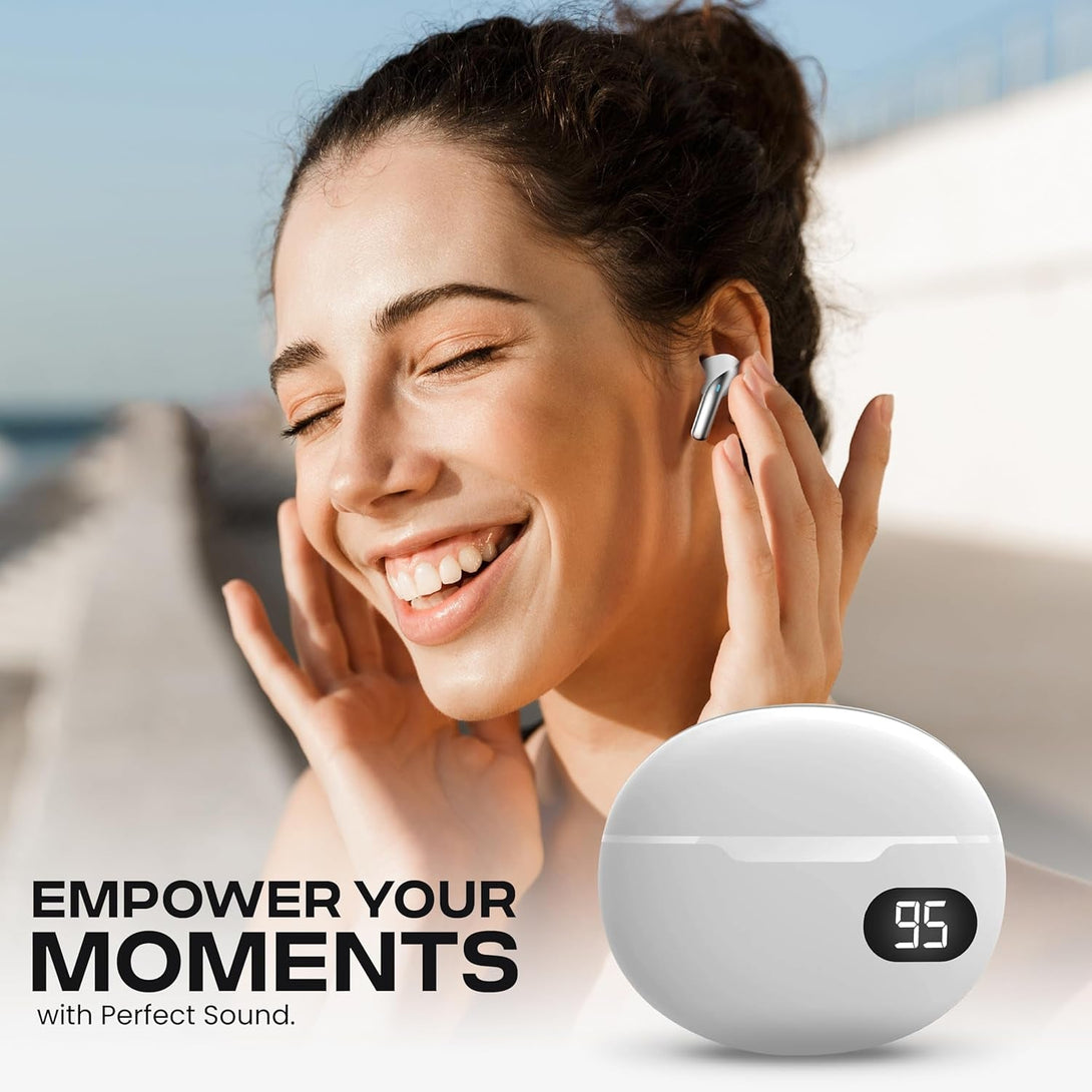 Truebuds Bliss Wireless Earbuds with Bluetooth 5.0, 6Mm Dynamic Drivers, 10M Wireless Range, 4-Hour Earbud Playtime, 400Mah USB-C Charging Case, Touch Controls, Built-In Microphone (White)