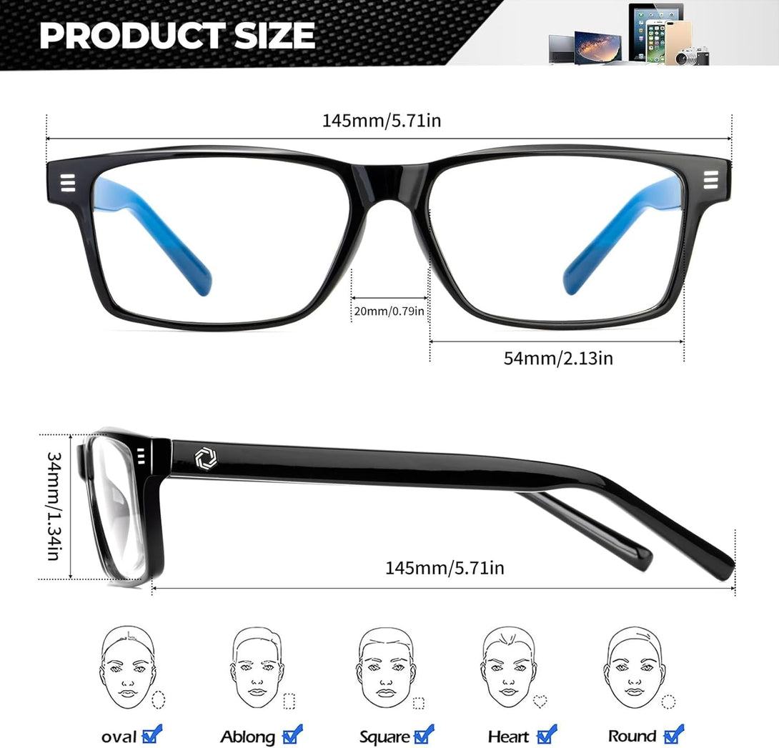 ANYLUV Blue Light Glasses for Men & Women, Lightweight Stylish Blue Light Blocking Glasses, Eye Strain Relief Eye Protection