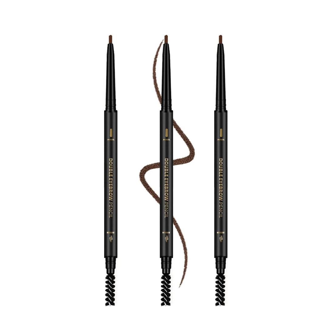 3 Pcs Waterproof Eyebrow Pencil Dark Brown, Premium Eye Brow Pencil Brn with Spoolie Brush, Longwearing for Perfect Brows, Professional, Precision, Defines, Universal Benefit Eyebrow Pencil, O'CHEAL