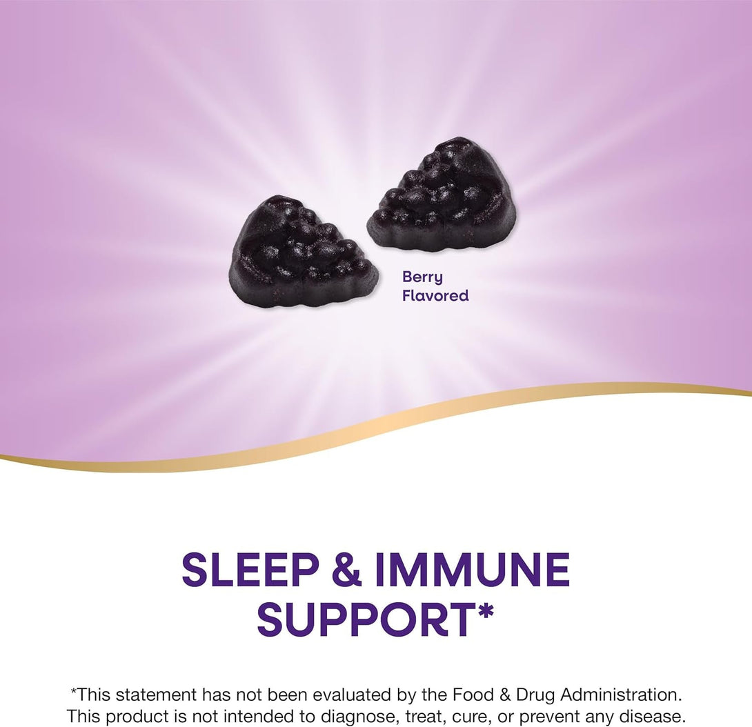 Nature’S Way Sambucus Sleep + Immune* Elderberry Gummies, Sleep and Immune Support*, with Melatonin, Vitamin C, L-Theanine, Zinc, 50 Gummies (Packaging May Vary)