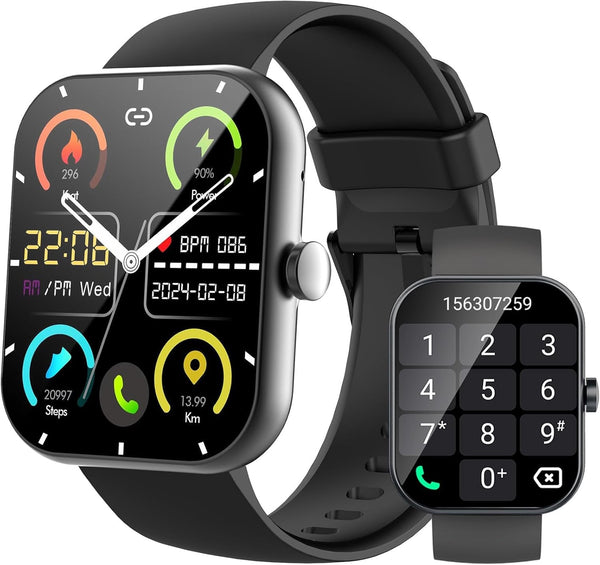 Smart Watch for Men Women(Answer/Make Calls), 1.96" HD Smartwatch, Fitness Tracker with 110+ Sport Modes, IP68 Waterproof, Heart Rate/Sleep/Step Monitor, Pedometer, Activity Tracker for Android Ios