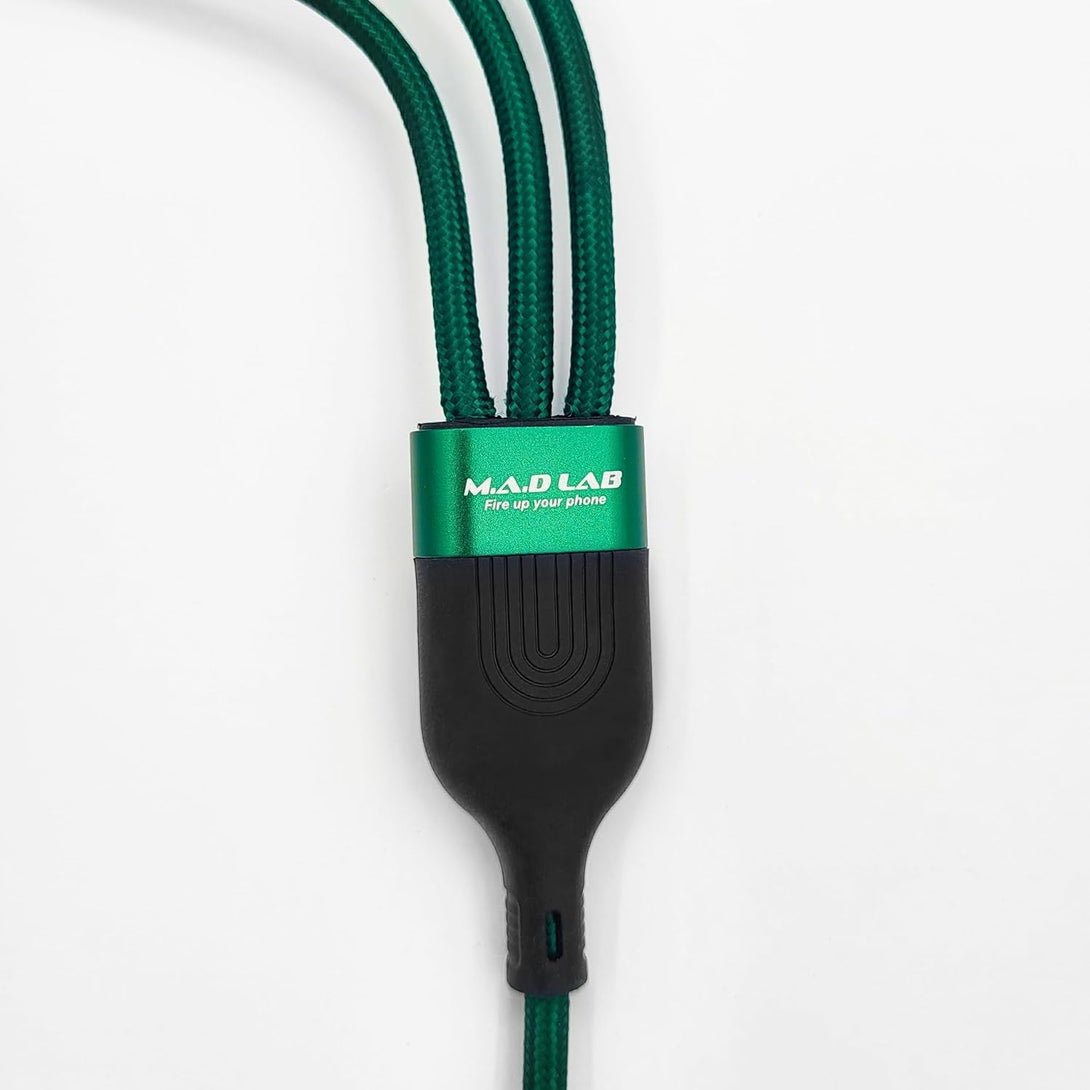 M.A.D LAB 3-In-1 Charging Cable: USB-C to Micro USB to Ios Devices to USB-C - 100W Fast Charging & Data Transfer (Type C Only) for Phones, Tablets, Laptops