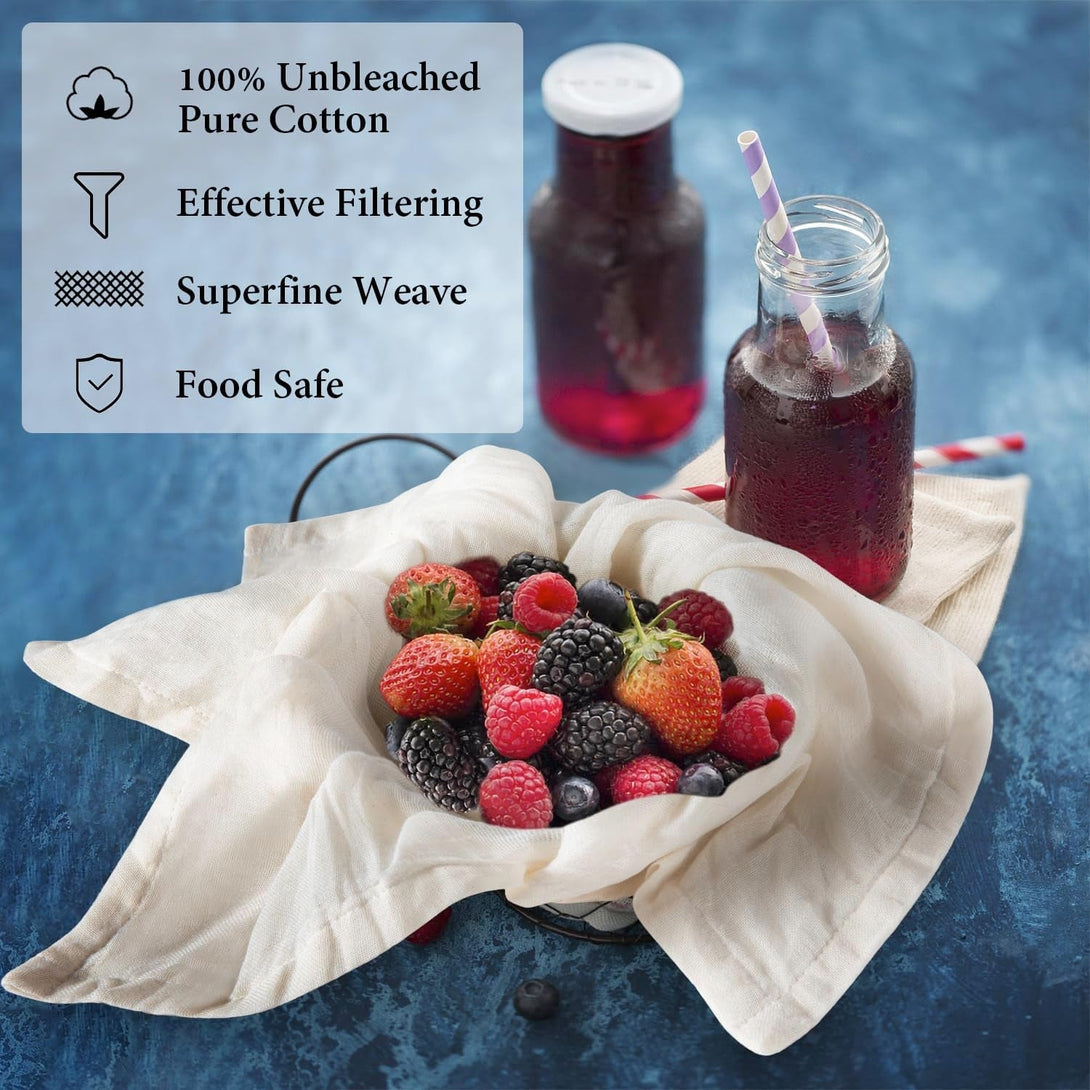 Cheese Cloths, 3PCS Precut 20X20 Inch, Grade 100 Hemmed Cheesecloth for Straining Cooking, Fine Mesh Cloth Strainer Reusable, 100% Unbleached Cotton Muslin Cloth for Juicing Baking Cheese Making