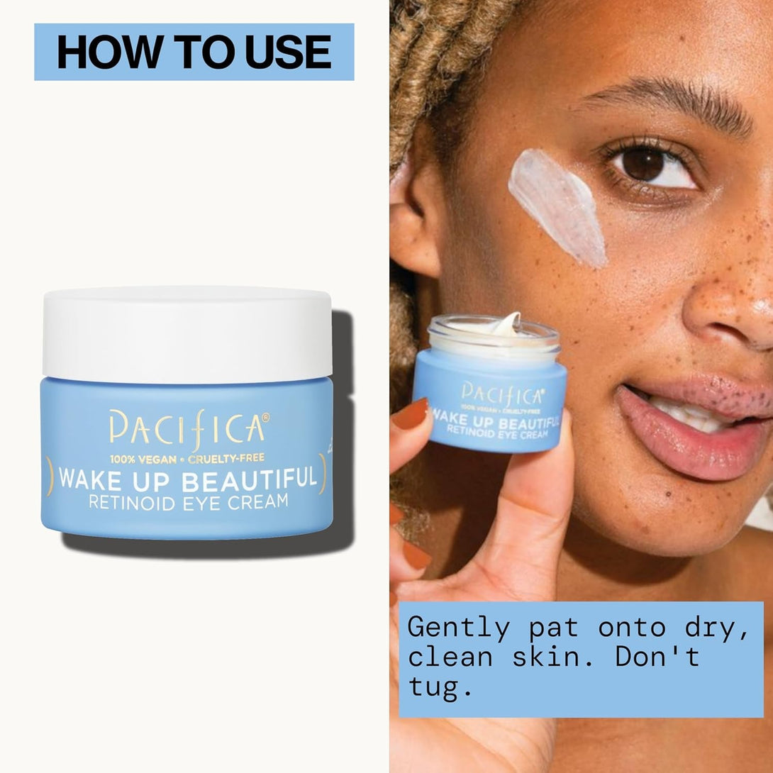 Pacifica Wake up Beautiful Retinoid Eye Cream – Anti-Aging under Eye Cream for Fine Lines & Wrinkles, Infused W/ Retinoid, Melatonin & Mushrooms for Puffiness, Dark Circles & Eye Bags Daily Treatment