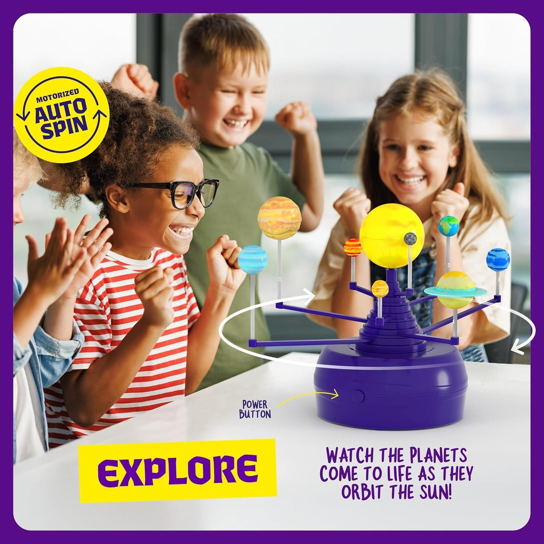 360° Orbiting Solar System for Kids - Paint & Build Model Kit - Arts and Crafts for Kid Ages 8-12, 4-6, 4-8, 6-8 - Space Toys 8-10 - Science Astronomy Gifts - Painting Craft Kits for Boys