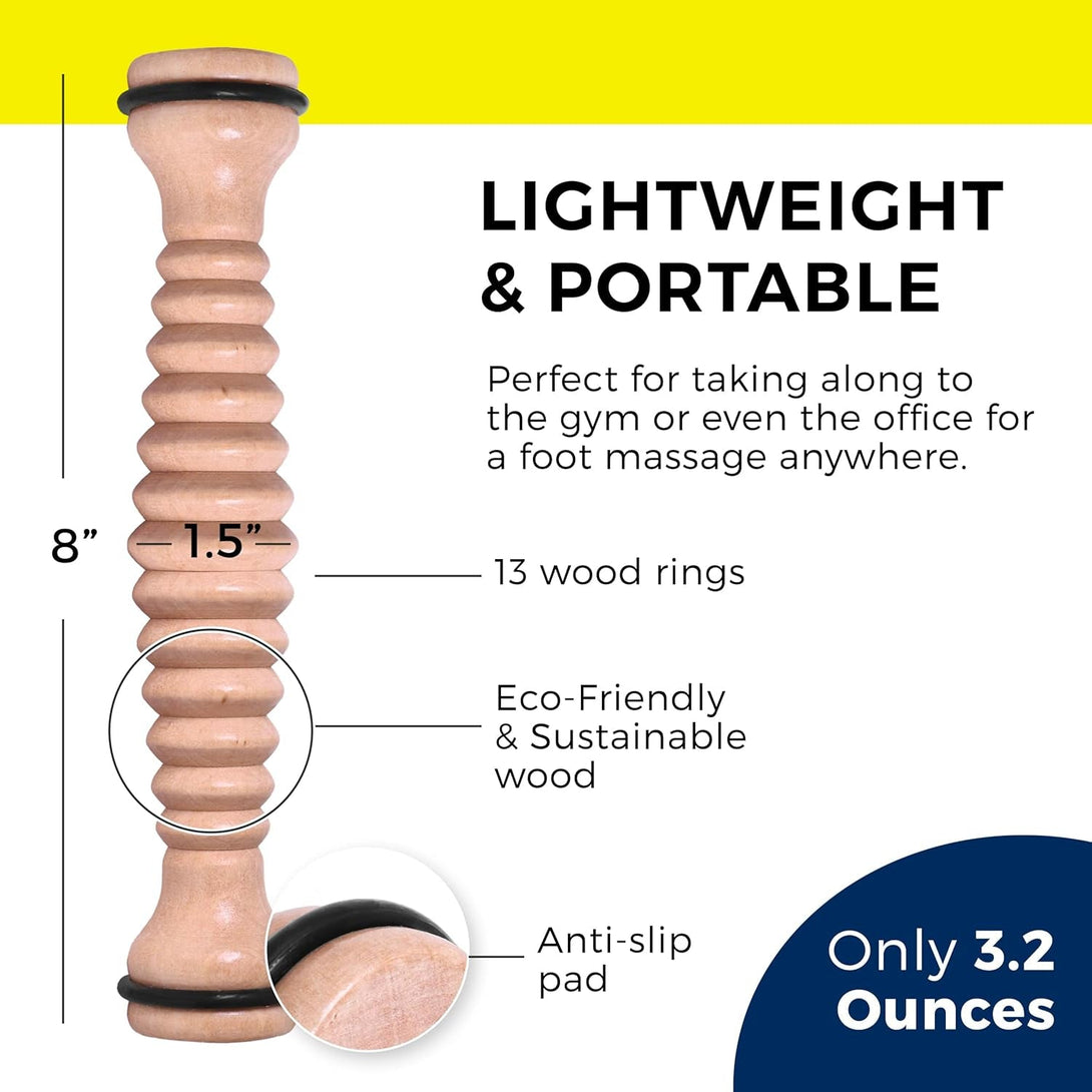 TOFL - Wooden Foot Massager - Natural Acupressure Reflexology Massage Roller for Relaxation and Stress Relief