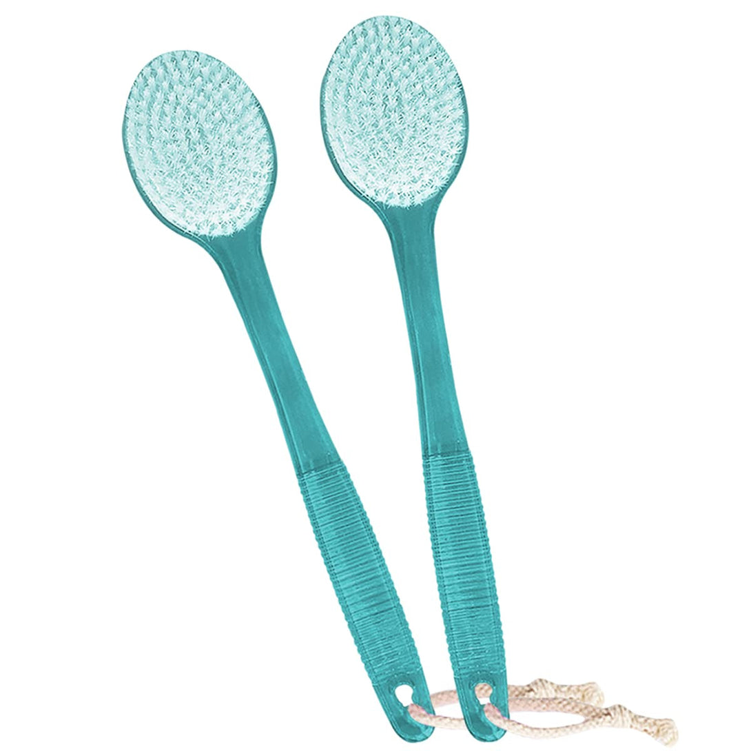 Back Brush for Shower, 14-Inch Long Handle Medium Stiff Bristles Bath Scrubber for Men Women Body Exfoliating and Brushing - 2 Packs Blue