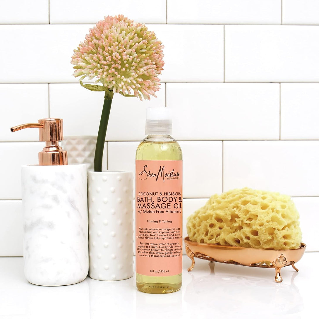 Sheamoisture Body Oil, Bath, and Massage for Dull Skin Coconut Oil and Hibiscus for Glowing Skin 8 Oz