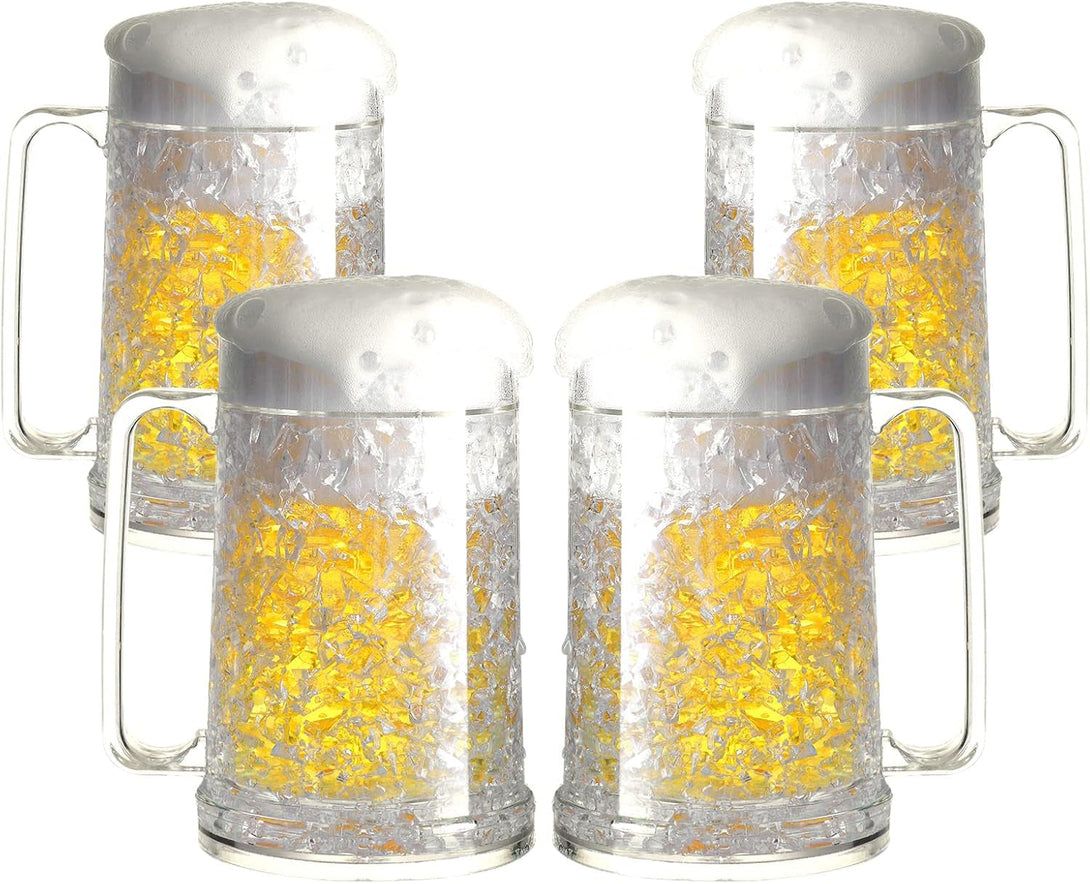 Double Wall Freezer Mug Frosty Mug Insulated Ice Cup with Gel 16Oz/450Ml (Set of 4)