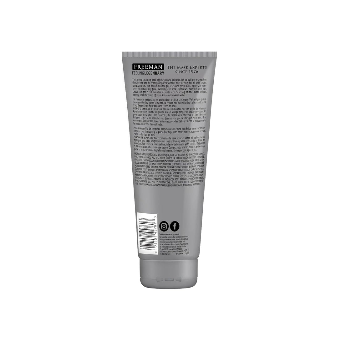 FREEMAN Pore Clearing Volcanic Ash Peel-Off Gel Facial Mask, Deep Cleansing, Removes Dirt from Pores, Not Over-Drying, Easy-To-Use, for Men, 6 Fl.Oz./175 Ml Tube