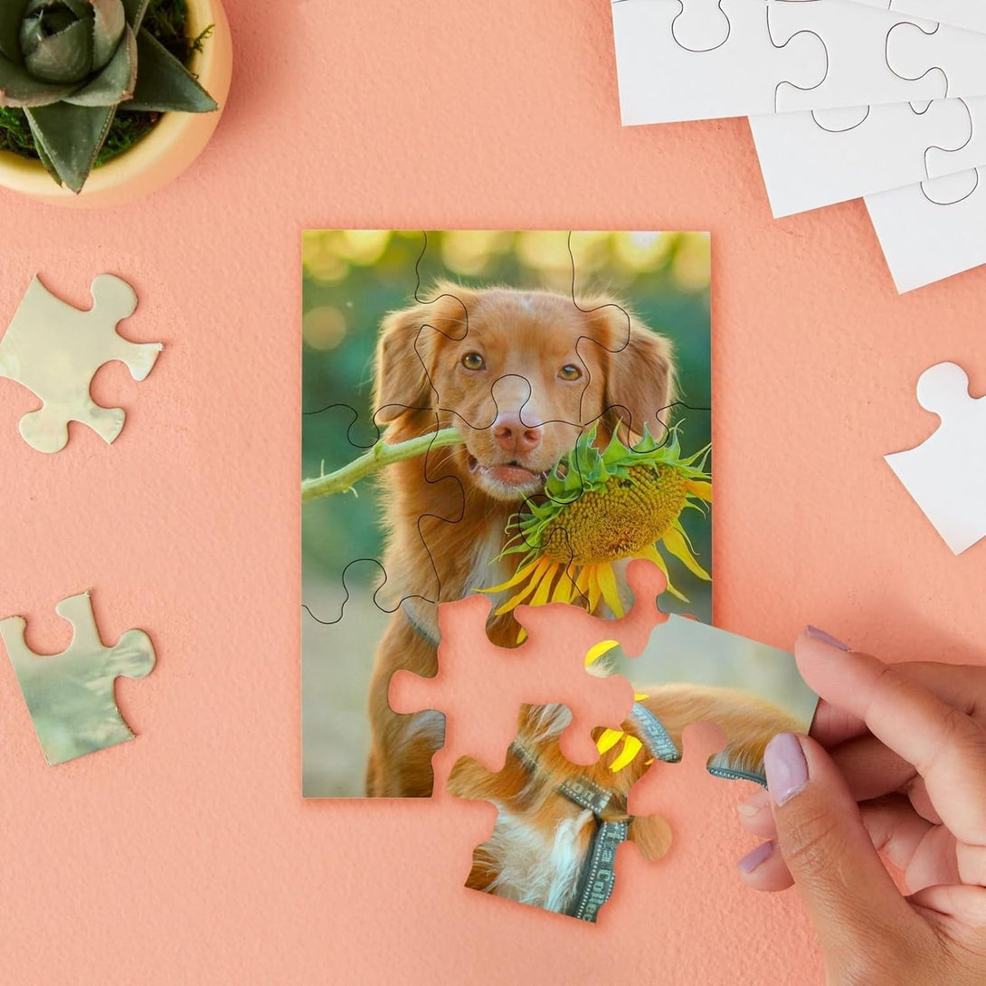 Bright Creations 24 Sheets Blank Puzzles to Draw on Bulk, 5.5 X 4 Inch Jigsaw Puzzle Pieces for DIY, Arts and Crafts Projects