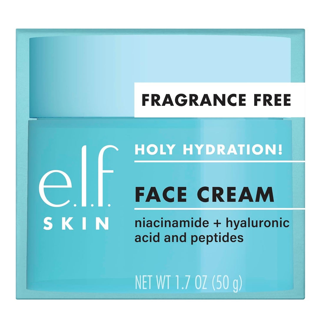 E.L.F. SKIN Holy Hydration! Face Cream, Fragrance Free, Smooth, Non-Greasy, Lightweight, Nourishing, Moisturises, Softens, Absorbs Quickly, Suitable for All Skin Types