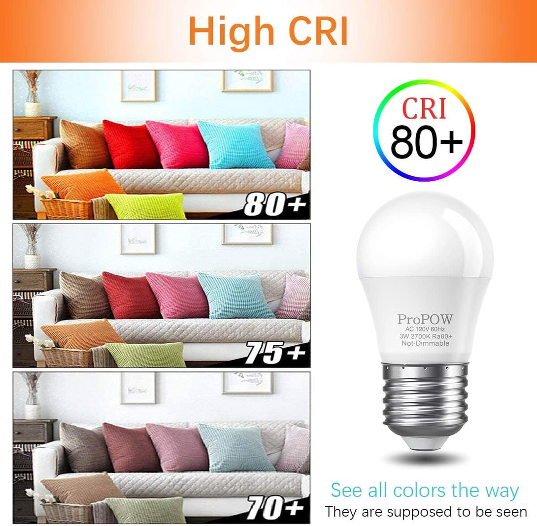 25 Watt Light Bulbs Equivalent, A15 E26 3W LED Bulb Soft White 2700K Low Watt Light Bulbs for Home Bedroom, Table Lamp Bulb (6 Pack)