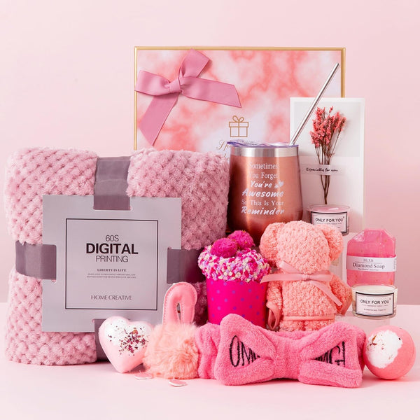 Birthday Gifts for Women,Pink Gifts Box for Women Gifts Basket Care Package Get Well Soon Gifts Relaxing Set Self Care Gifts Unique Gifts Box Birthday Presents Female Friendship Gifts