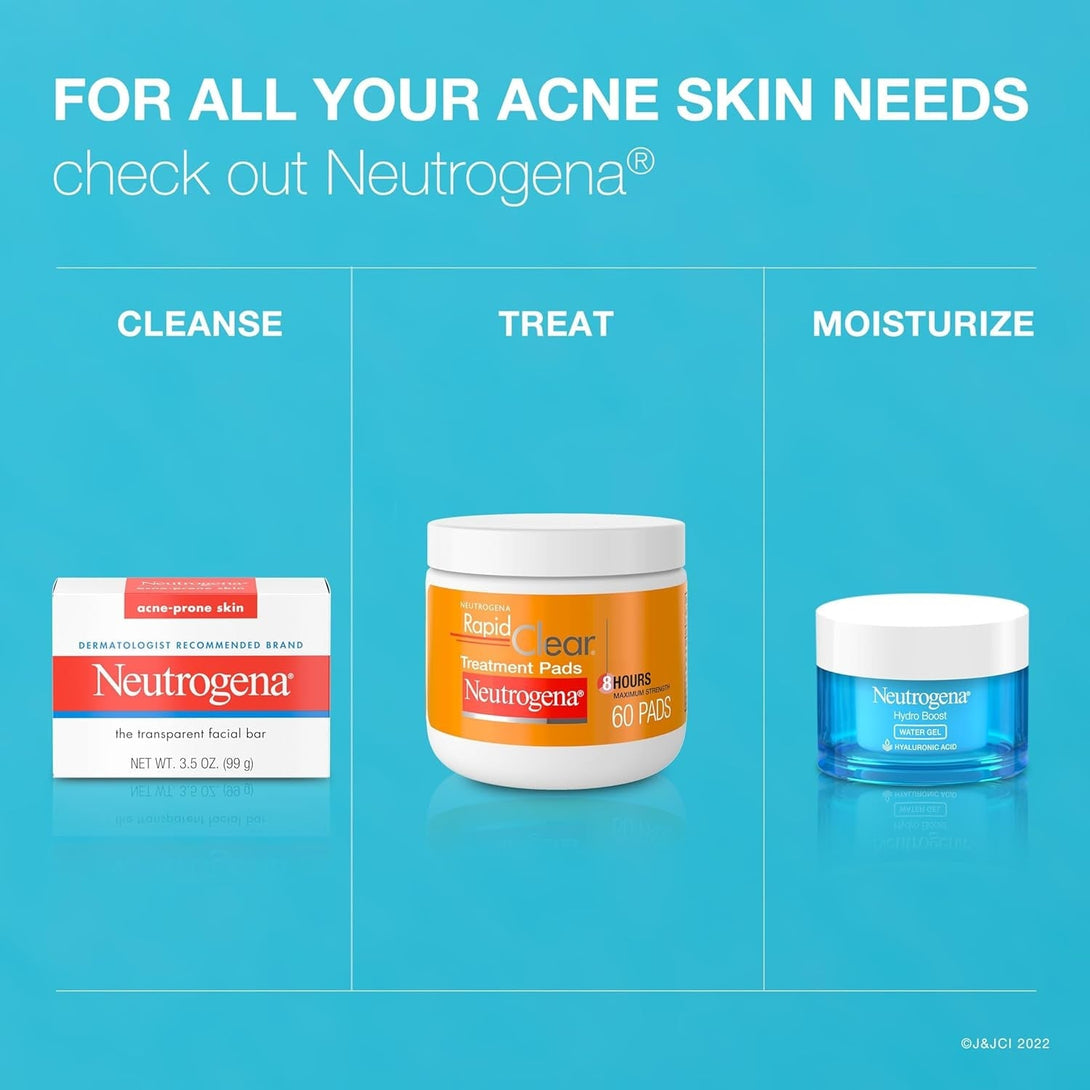 Neutrogena Facial Cleansing Bar Treatment for Acne-Prone Skin, Non-Medicated & Glycerin-Rich Formula Gently Cleanses without Over-Drying, No Detergents or Dyes, Non-Comedogenic, 3.5 Oz