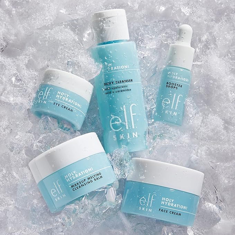 E.L.F. SKIN Holy Hydration! Hydrated Ever after Skincare Mini Kit, Cleanser, Makeup Remover, Moisturiser & Eye Cream for Hydrating Skin, Airplane-Friendly Sizes