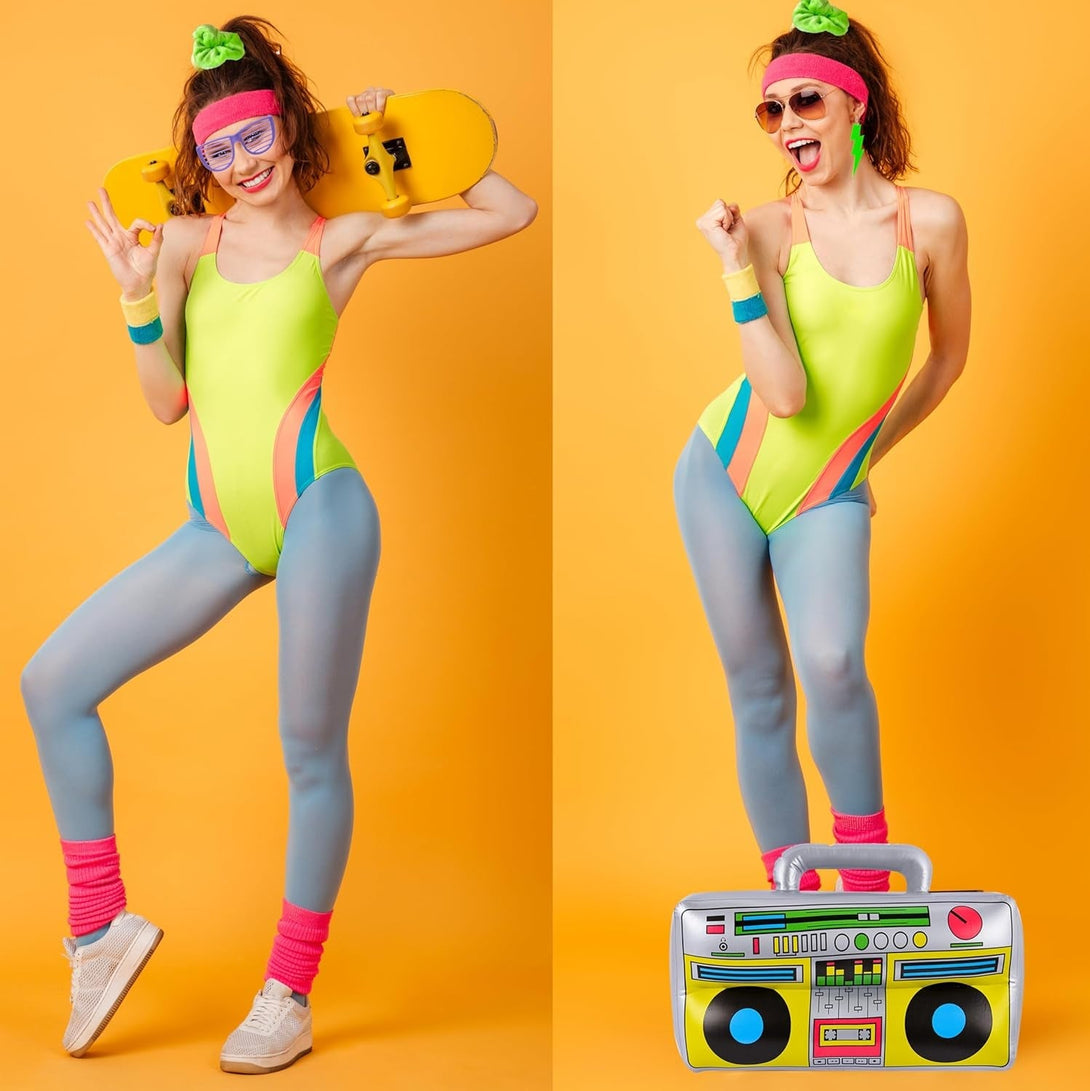 YAROMO 80S 90S Party Favors Birthday Supplies, Hip Hop Theme Gift Neon Earrings Glasses Gloves Necklace Slap Bracelet Neon Hair Scrunchies 80S 90S Party Decorations