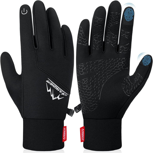 Anqier Winter Gloves, Windproof Warm Touchscreen Gloves Men Women for Cycling Running Outdoor Activities