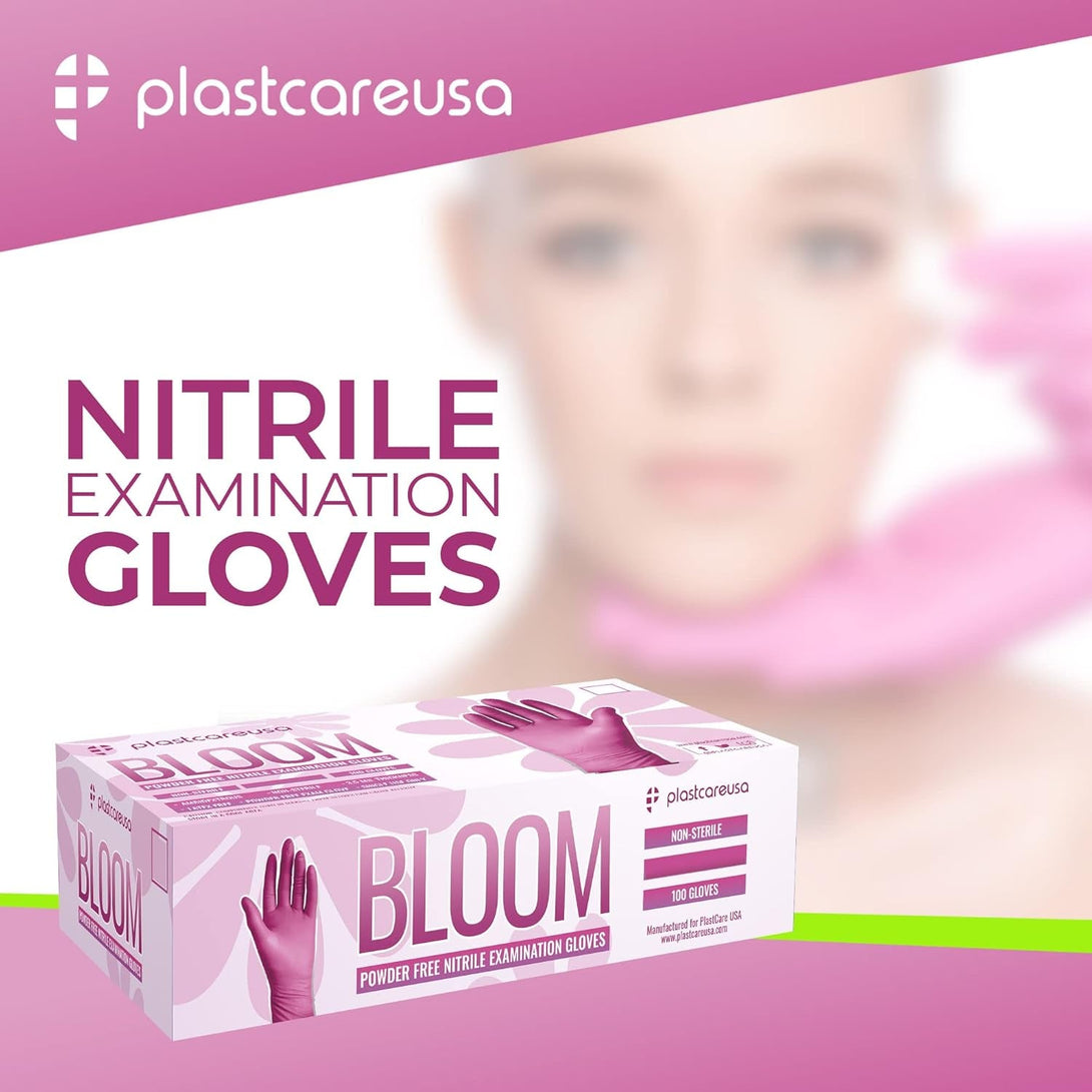100 Nitrile Exam Gloves 3.5 Mil - Latex & Powder Free, Disposable Non-Sterile Protective Gloves by Plastcare