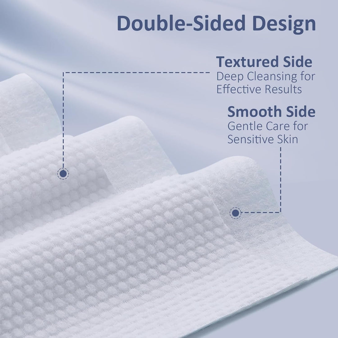 Ourmed Life Face Towels, Disposable Biodegradable Clean Facial Towels for Sensitive Skin, Lint- Free Face Cloths for Makeup Remover, Skincare and Women Cleaning, Dry Wipes,100 Count Dot Texture