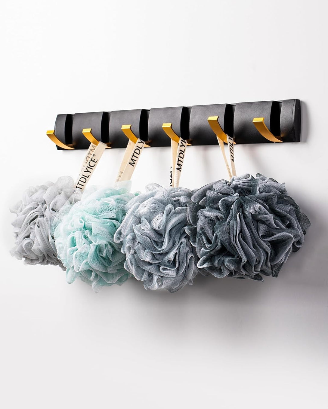 Loofah Sponge, XXL Large Loofah 100G 4 Pack, Bath Sponge Soft Mesh Shower Loofah for Men, Body Scrub, Shower Pouf Bath Accessories, for Body Wash, Soap (Blue Gray)