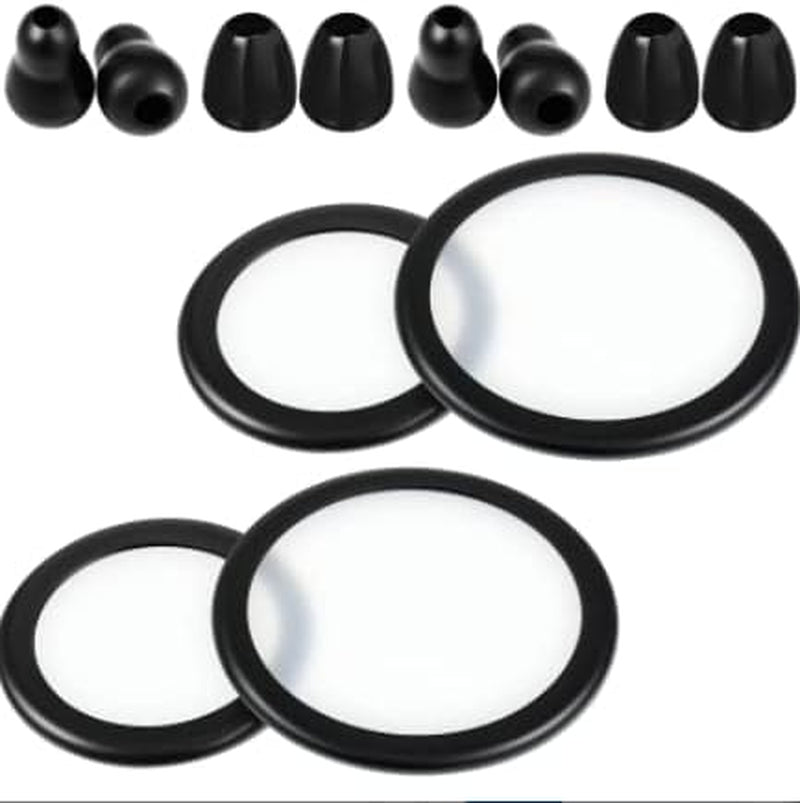 2 Sets Stethoscope Replacement Parts Adult and Pediatric Replacement Diaphragm and Silicone Stethoscope Ear Tips Accessories(Black)