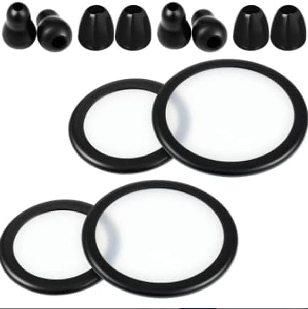 2 Sets Stethoscope Replacement Parts Adult and Pediatric Replacement Diaphragm and Silicone Stethoscope Ear Tips Accessories(Black)