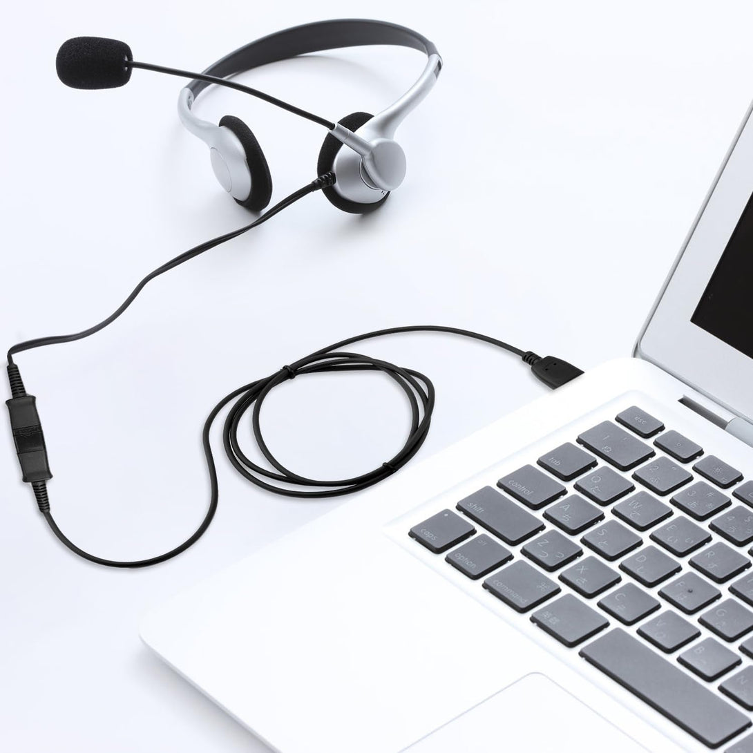 USB Adapter Cable, 49.2 Inch Long QD (Quick Disconnect) to USB Type a Plug USB-A Male Cable for Plantronics QD Headset Computer Laptop PC Soft Phone Mac Windows Linux Skype