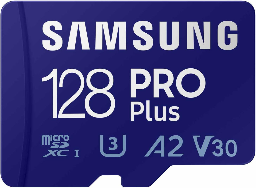 SAMSUNG PRO plus Microsd Memory Card + Reader, 128GB Microsdxc, up to 180 Mb/S, Full HD & 4K UHD, UHS-I, C10, U3, V30, A2 for Android Phones, Tablets, Gopro, DJI Drone, MB-MD128SB/AM, 2023
