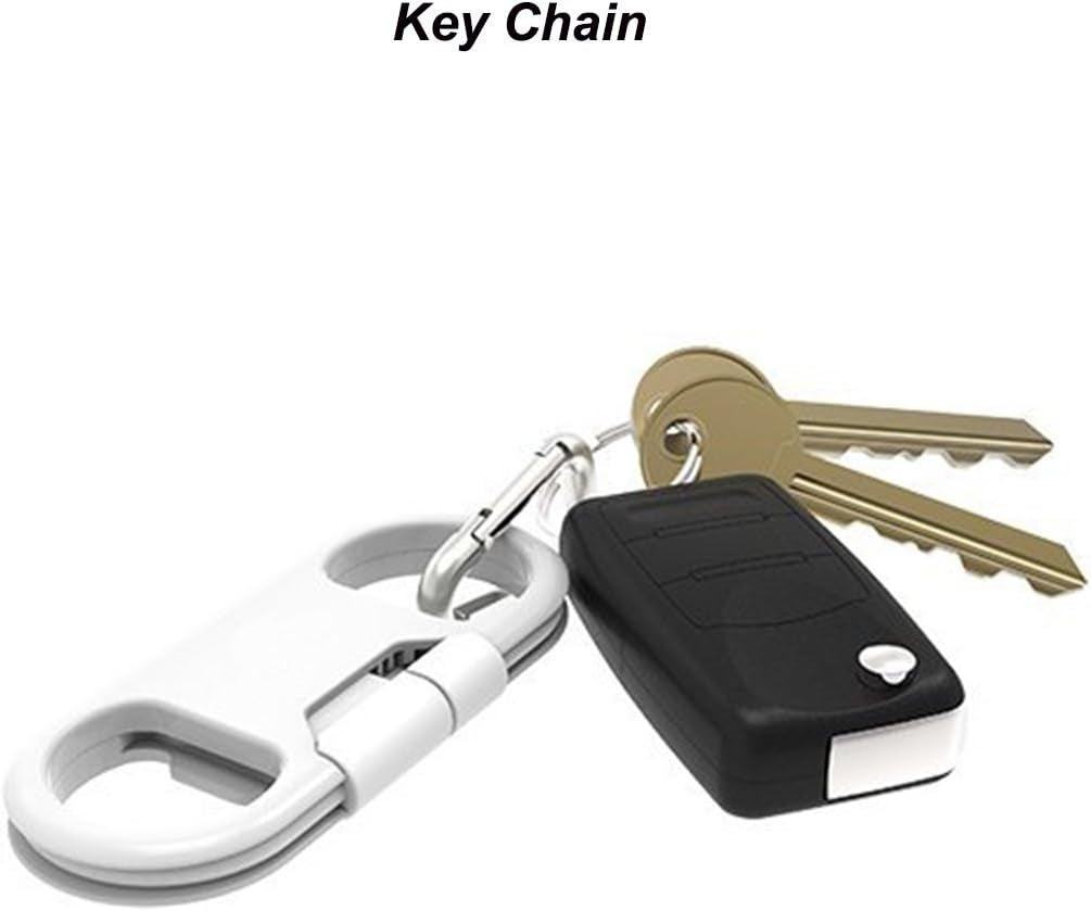 Iphone Charge Lightning Cable + Keychain + Bottle Opener + Aluminum Carabiner,Portable Multifunction Keychain Bottle Opener USB Charging Cord Short Cable for Iphone X/8/7/6S,Gift for Men Women(White)