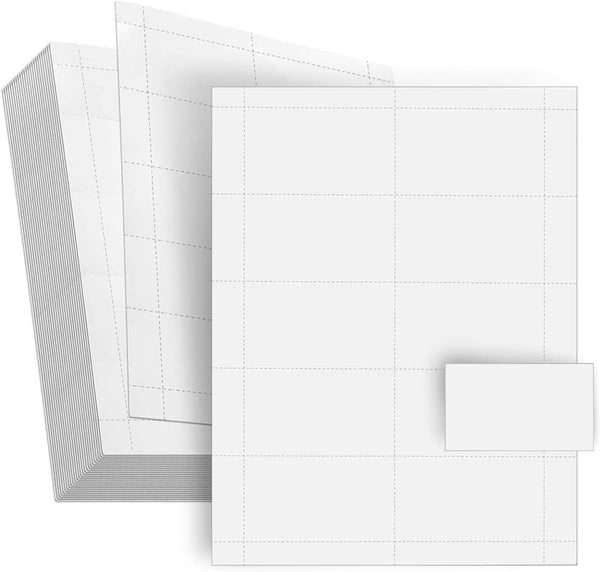 100 Pack Blank Business Card Paper for Printer, Inkjet and Laser Printable Sheets, 1000 Cards, Multi Purpose Office Supplies, 3.5 X 2 In, White