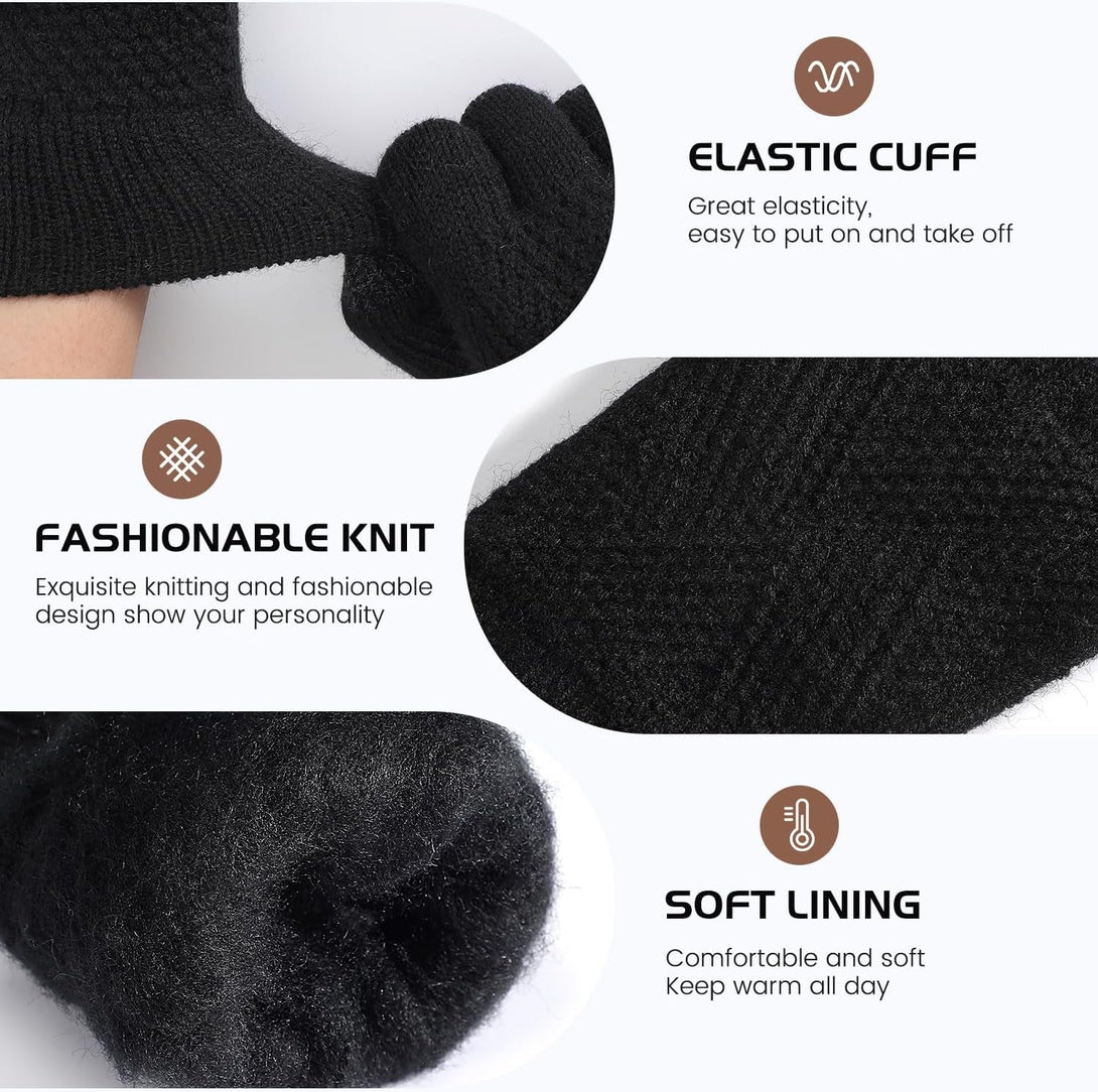 Tavaleu Women'S Winter Gloves - Warm Touch Screen Fleece Lined, Elastic Cuff Knit Gloves for Cold Weather