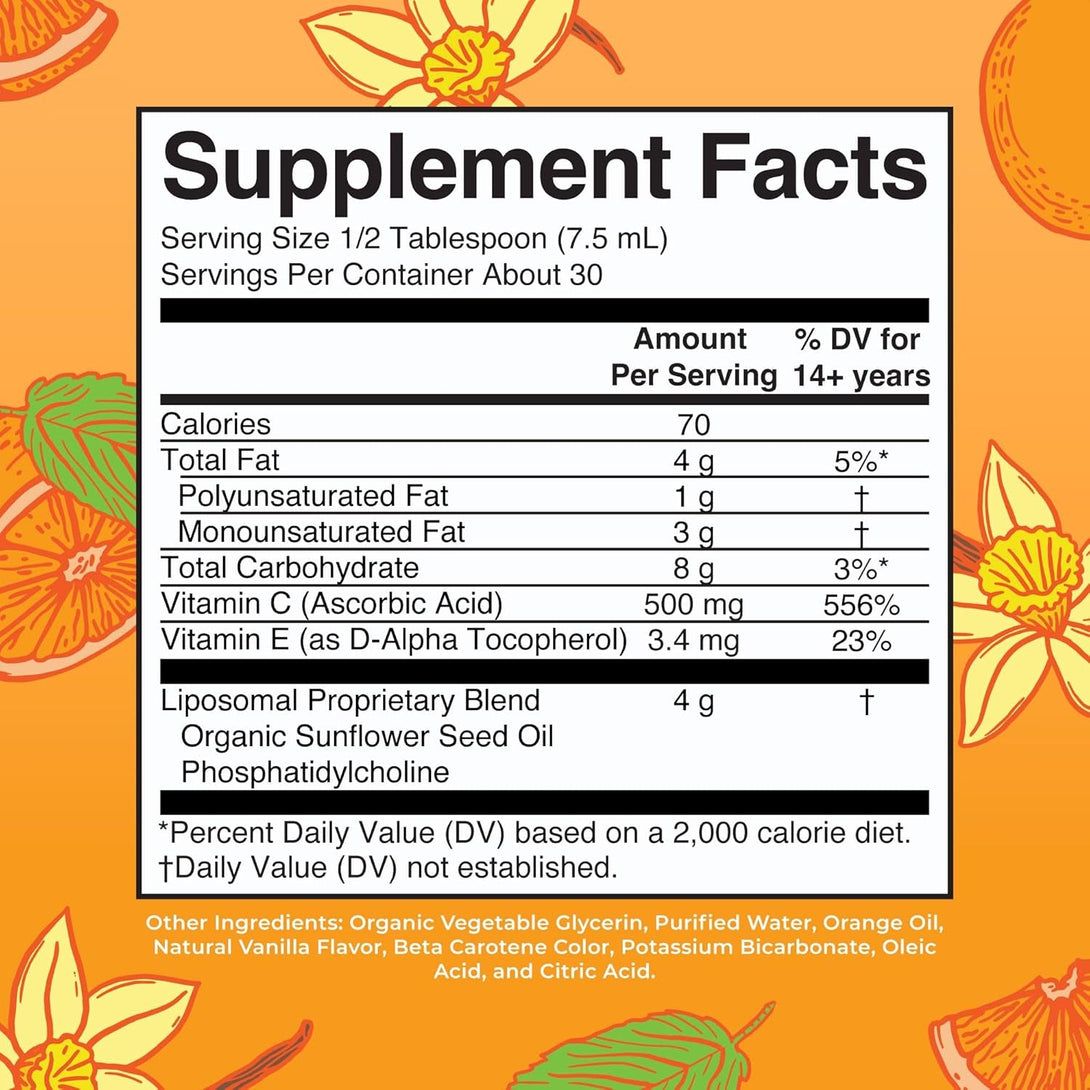 Maryruth Organics Liposomal Vitamin C | Immune Support Supplement | Megadose Vitamin C Supplement 500Mg | Skin Care | Liquid Vitamin C | Vitamin E | Vegan | Non GMO | 30 Servings