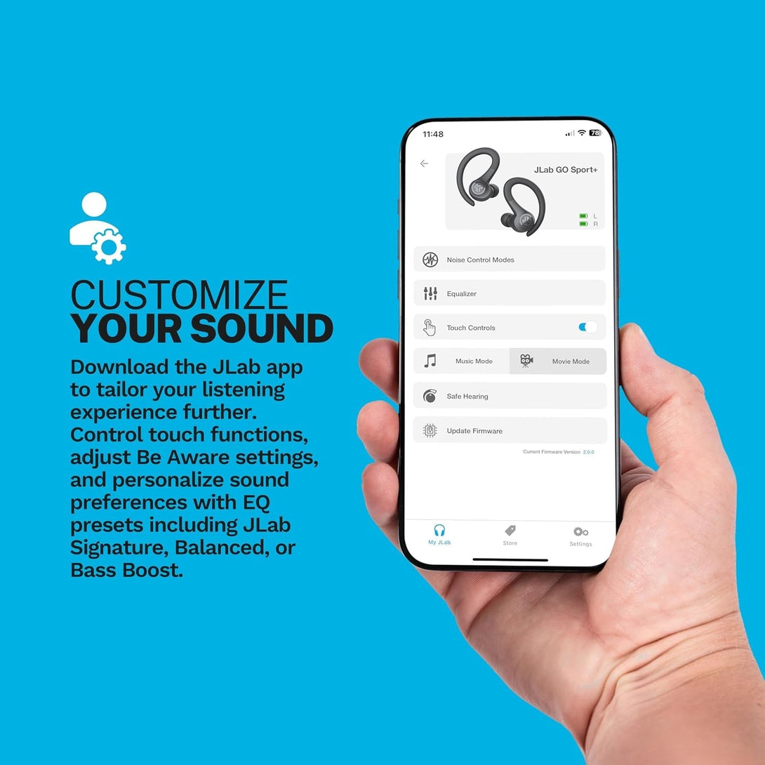 Jlab Go Sport+ Wireless Workout Earbuds Featuring C3 Clear Calling, Secure Earhook Sport Design, 35+ Hour Bluetooth Playtime, and 3 EQ Sound Settings (Teal)