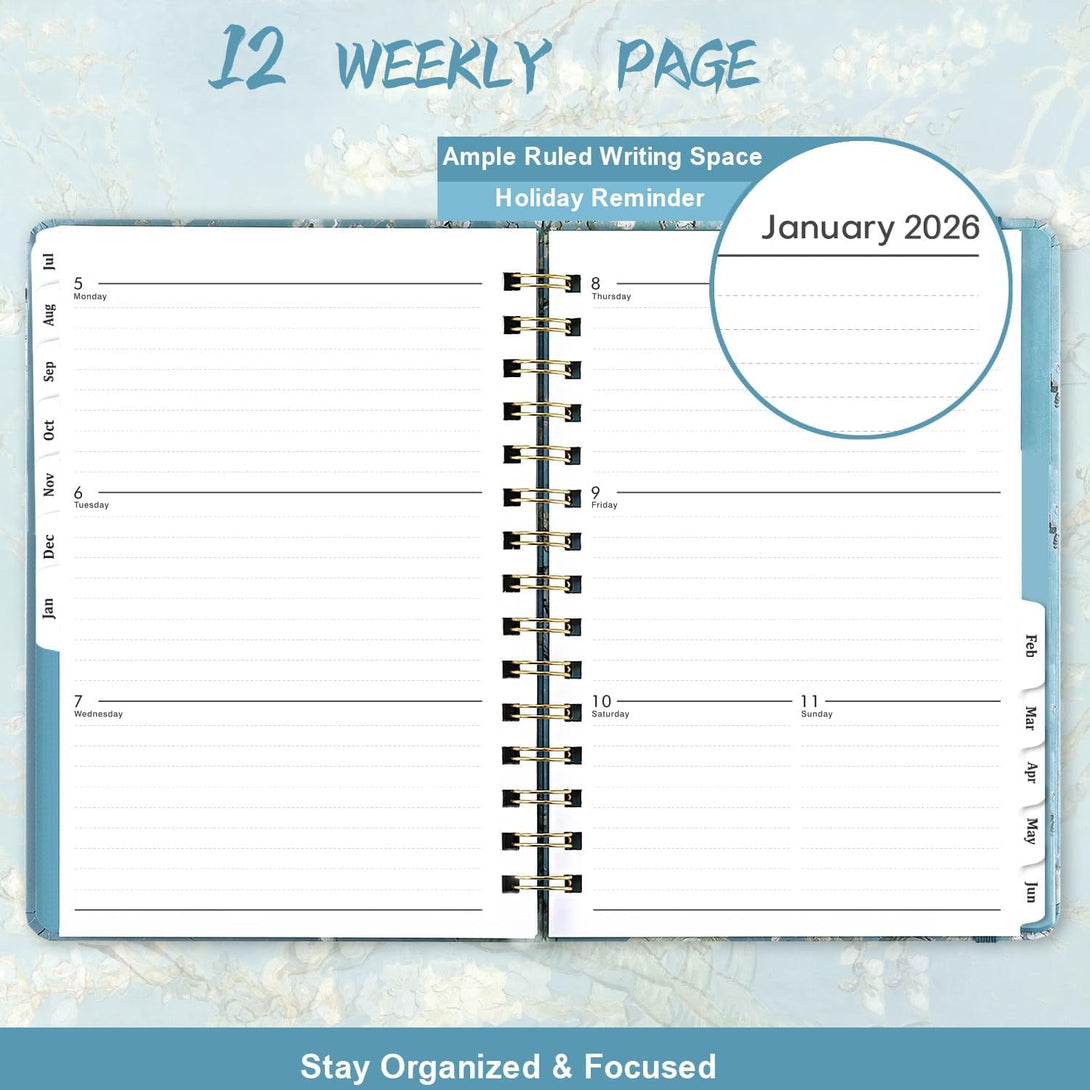 2025-2026 Planner – July 2025 - June 2026, Weekly & Monthly Planner, 8.5" X 6.4", Hardcover, Twin-Wire Binding, Monthly Tabs, Inner Pocket, Daily Organizer