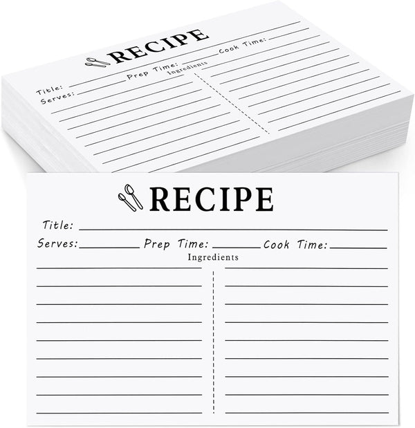 70 Count Recipe Cards 4X6 White, Double Sided, Blank for Bridal Shower and Wedding