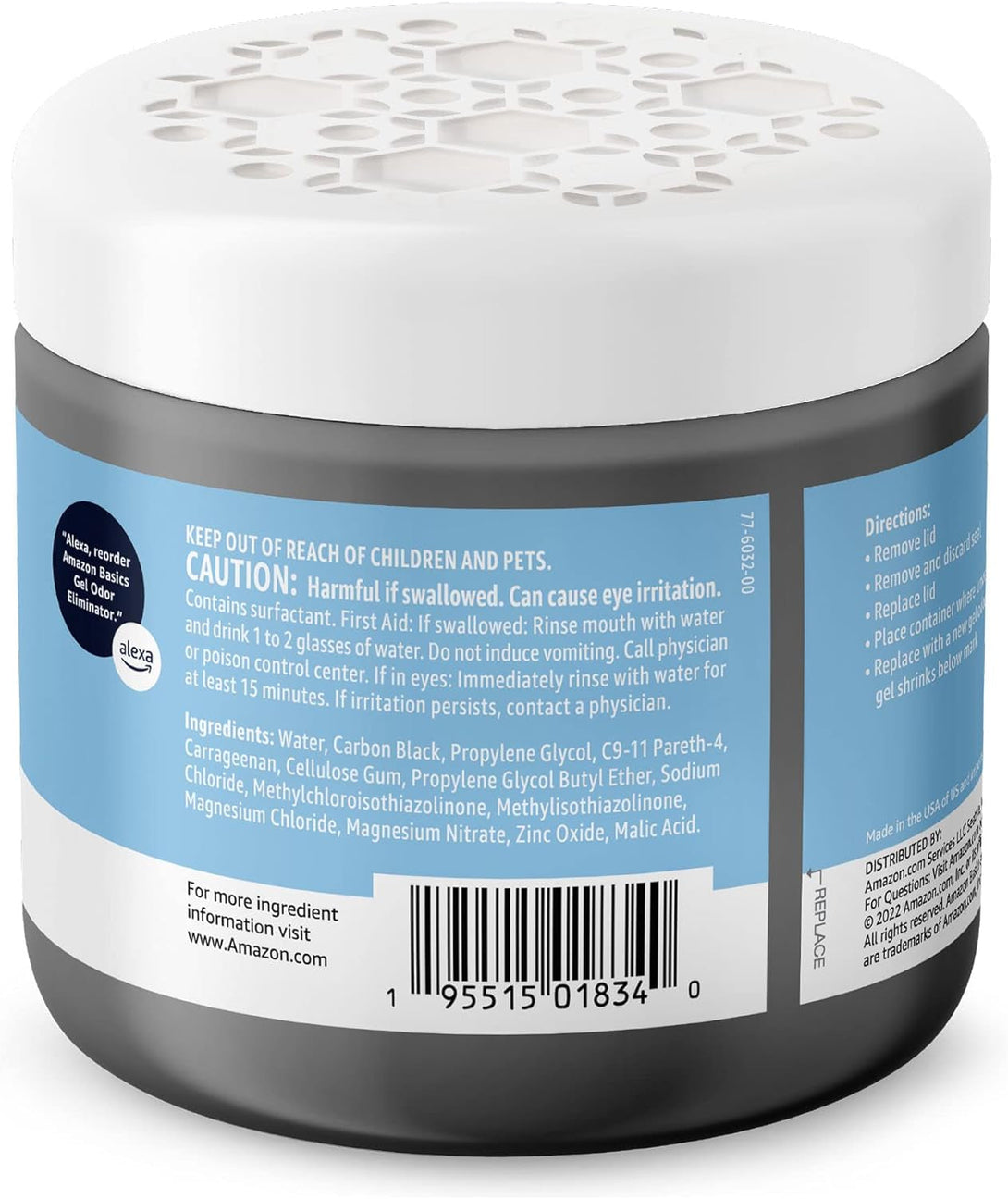 Amazon Basics Gel Odor Eliminator, Charcoal, 1.06 Pound (Pack of 1)