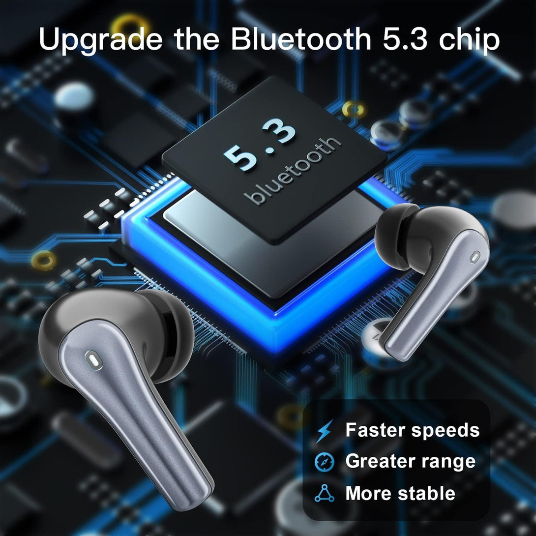 Bluetooth Headphones,Wireless Earbuds 50H Playback Ear Buds with Charging Case Stereo Sound In-Ear Airbuds Waterproof Earphone with Mic Compatible with Iphone/Android Pods Laptop Sports Workout