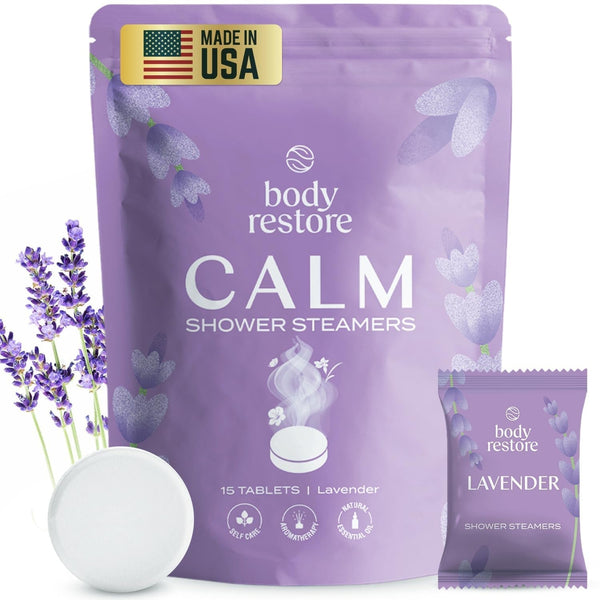 Body Restore Shower Steamers Aromatherapy 15 Pack - Fathers Day Unique Gifts for Dad, Grandpa, Birthday Gift for Mom, Daughter, Son, Best Friend, Travel Essentials, Self Care, Bath Bombs - Lavender