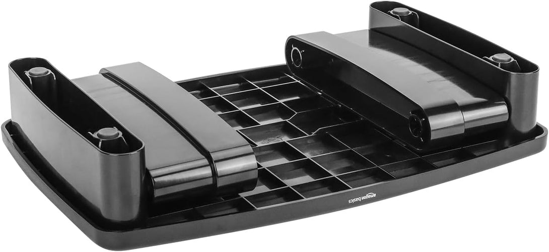 Amazon Basics Height Adjustable Rectangular Computer Monitor Riser Desk Stand with Storage for Reduced Neck Strain - Fits Monitors, Laptops up to 22Lbs, Black