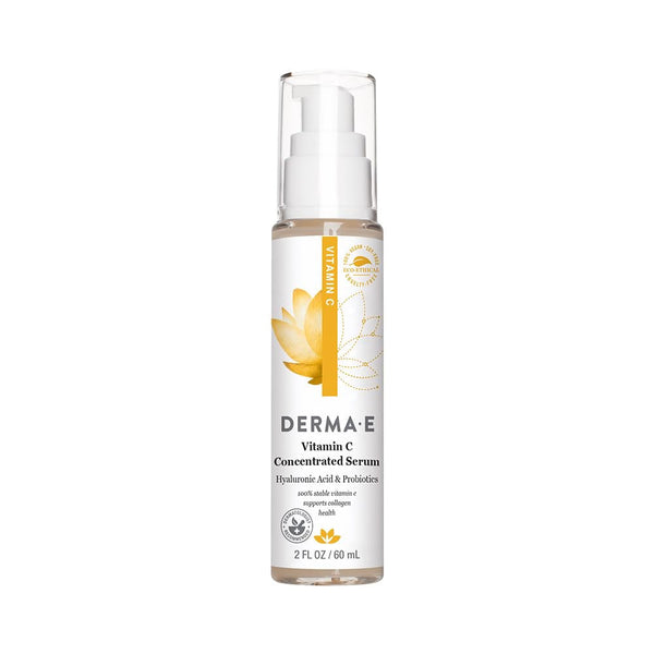 DERMA E Vitamin C Concentrated Serum with Hyaluronic Acid, Vitamin E & Aloe, All Natural, Antioxidant-Rich Concentrated Facial Serum – Firming and Brightening Vitamin C Face Serum, 2Oz