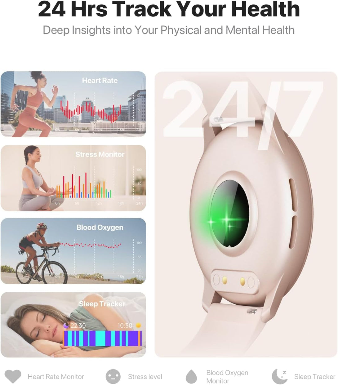 Smart Watch, HD Smartwatch for Men Women (Answer/Make Calls), Fitness Watch with 100+ Sport Modes, IP68 Waterproof/Heart Rate/Sleep Monitor, Activity Trackers for Ios/Android