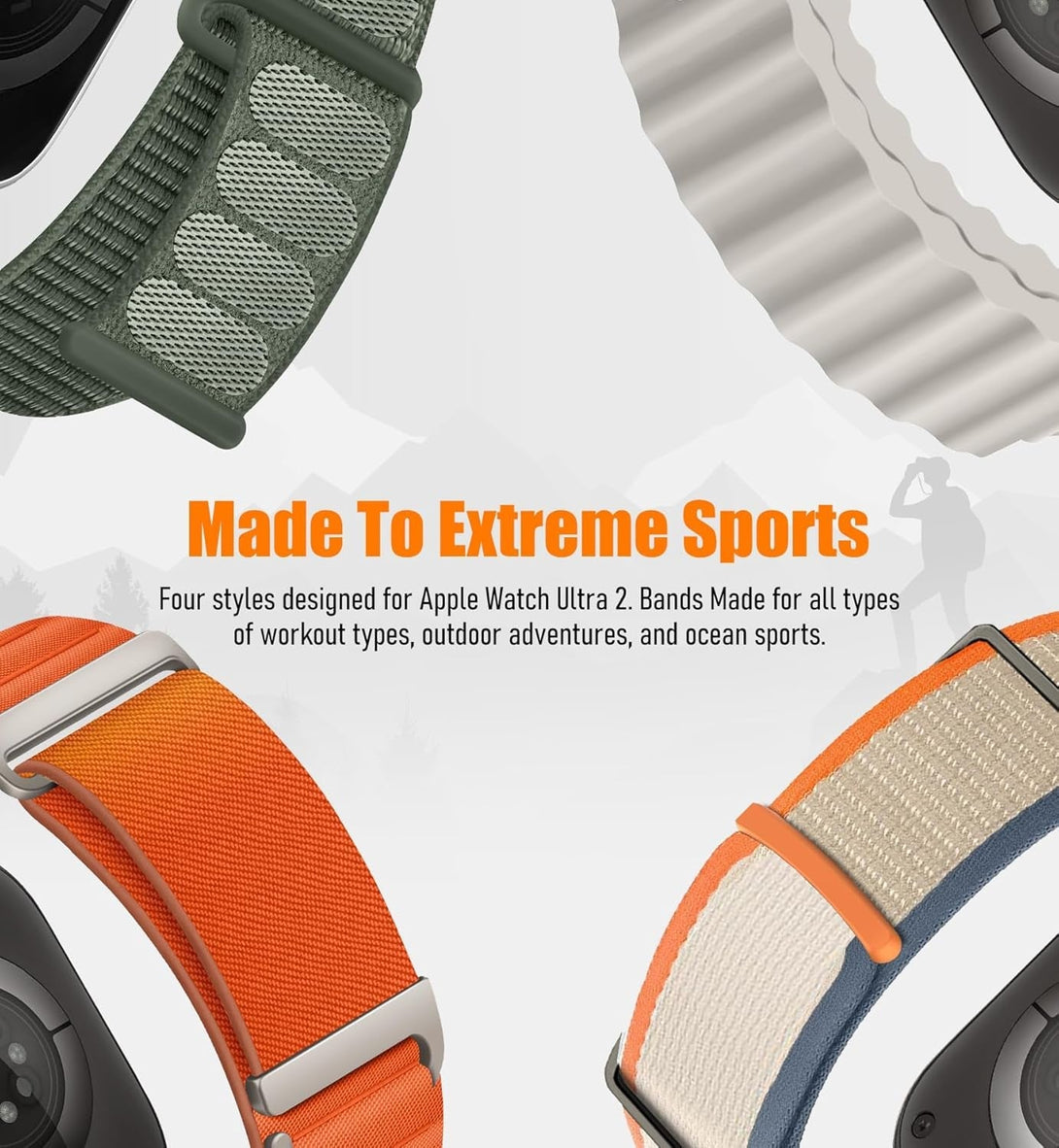 8 Pack Compatible with Apple Watch Ultra 2 Band 49Mm 46Mm 45Mm 44Mm 42Mm 41Mm 40Mm 38Mm Men Women,Breathable Trail Loop+Alpine Loop+Ocean+Sport Band for Ultra2/Ultra Iwatch Series 10/9/8/7/6/SE/5/4/3