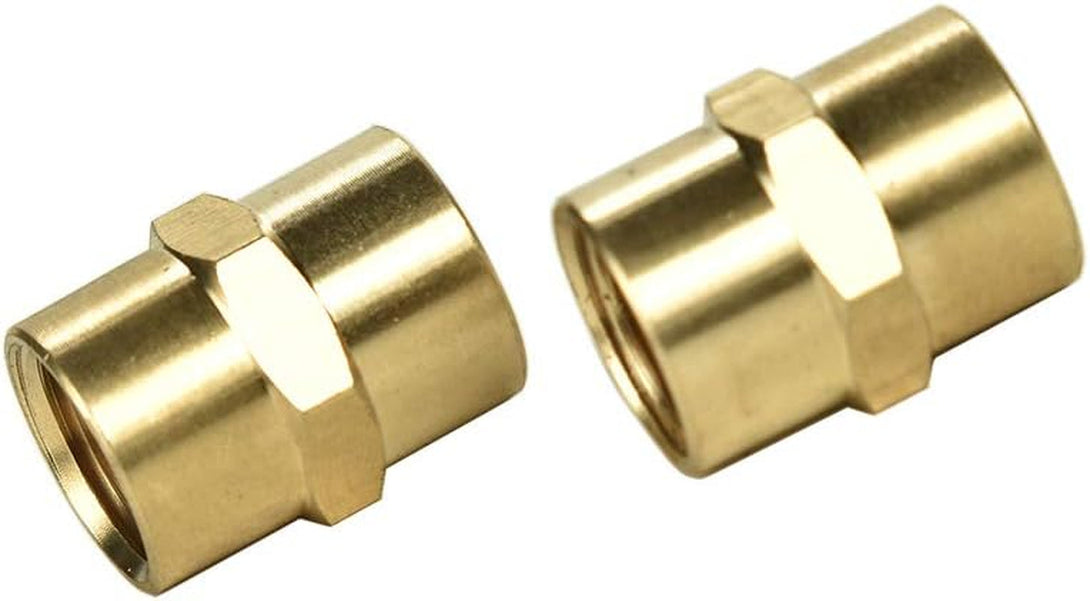2 Pack 1/4" X 1/4" NPT Coupler, Brass Female Pipe Fitting (I.D X I.D: 1/2'' X 1/2'')